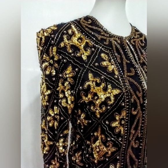VINTAGE SCALA SEQUINED AND BEADED JACKET - Picture 3 of 9